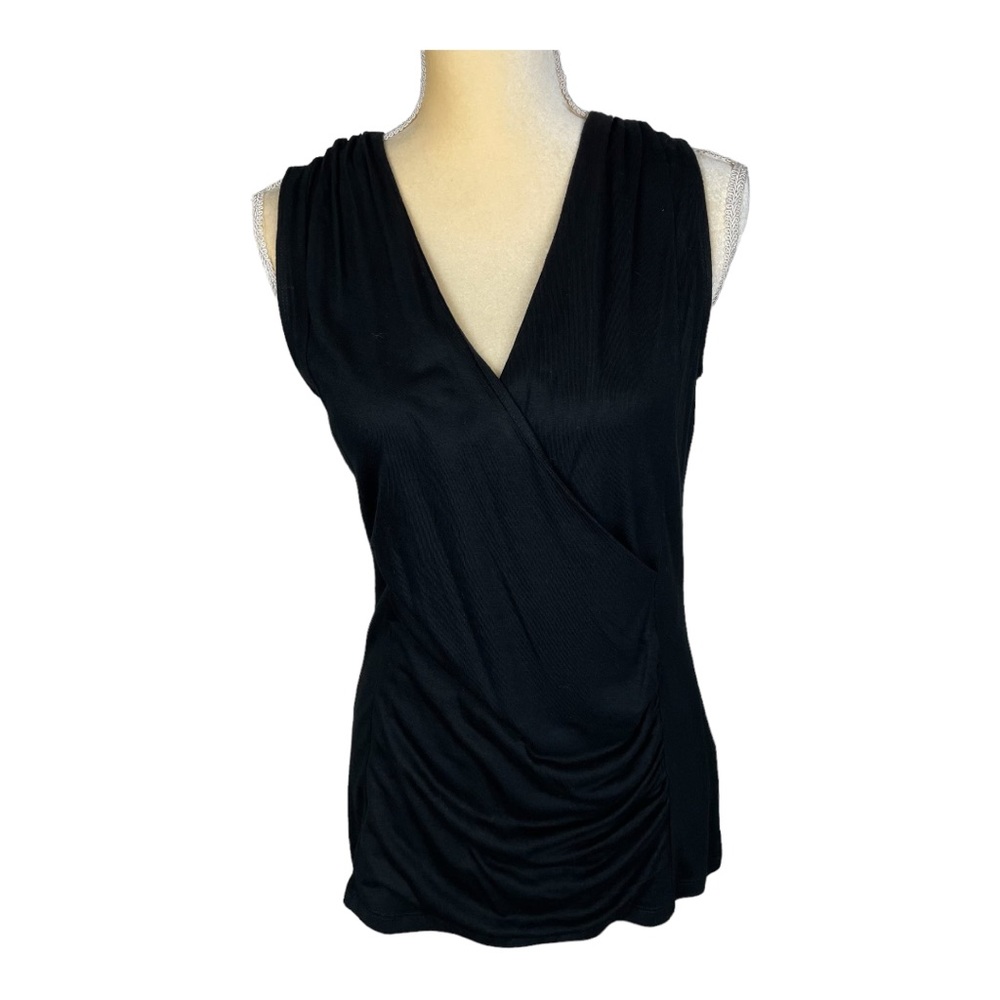 Talbots Black Sleeveless Wrap Knit Top V Neck Size Mp‎